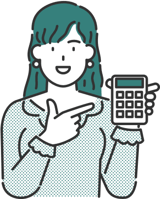 スマホでコスト確認する女性のイラスト