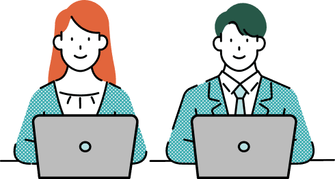 女性と男性がパソコンを操作しているイラスト